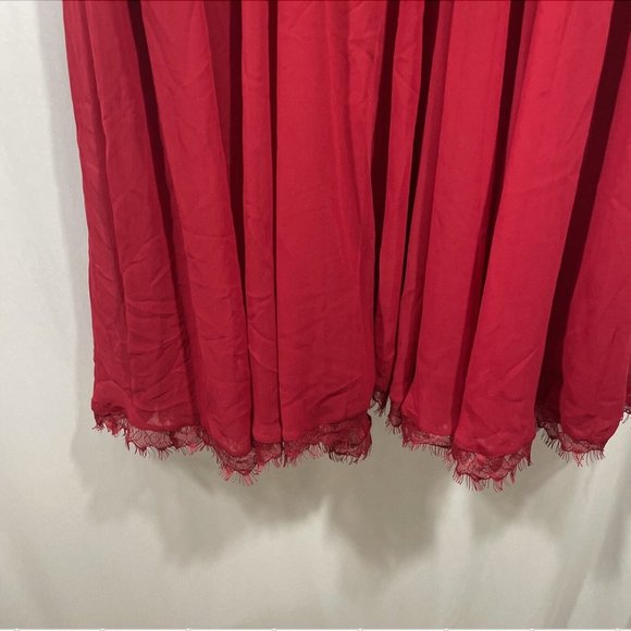 NEW Dress the Population [ Large ] Corey‎ Chiffon Fit & Flare Dress Garnet #Q298 - Picture 12 of 12